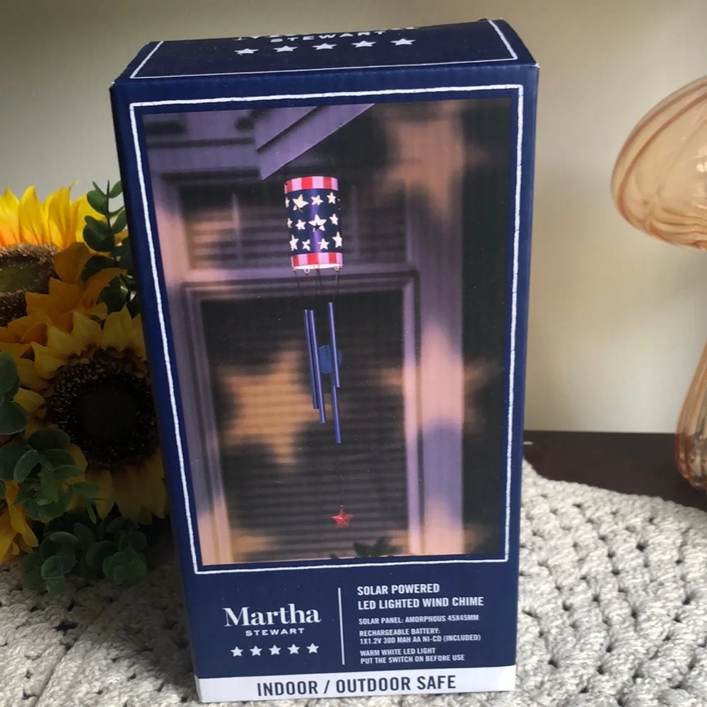 Martha Stewart Solar Powered LED Wind Chime with Patriotic Colors